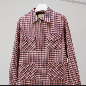 Gucci Flannel Coat Mirrored Embroidered  Graphic